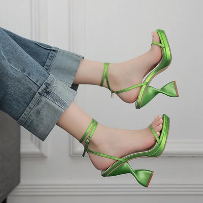 Blue Velvet Heels Sandals