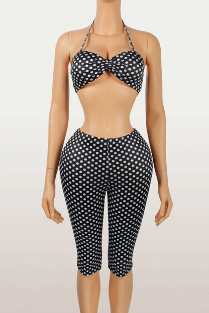 Polka Dot Print Shorts Set