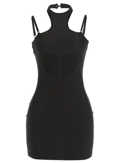 Fitted Halter Open-Back Mini Dress