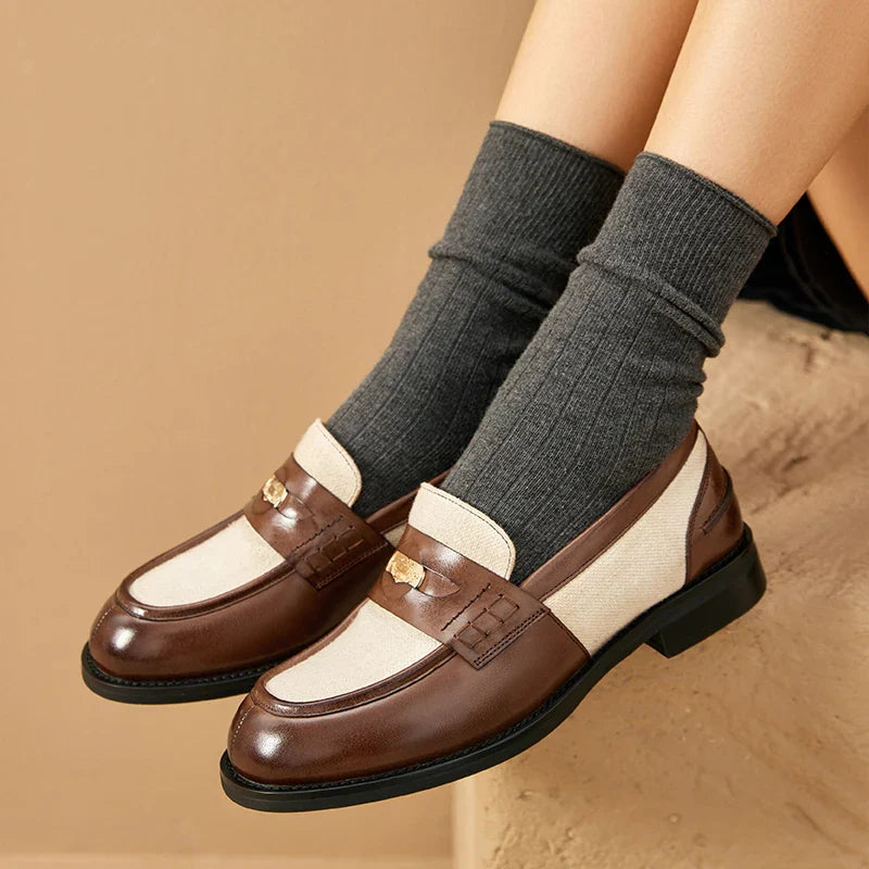 Vintage Brown Leather Slip-On Loafers