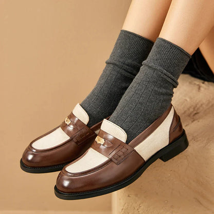 Vintage Brown Leather Slip-On Loafers