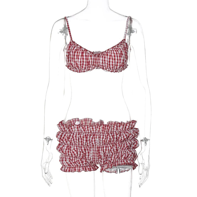 Ruched Stripe Beachwear Two-Piece