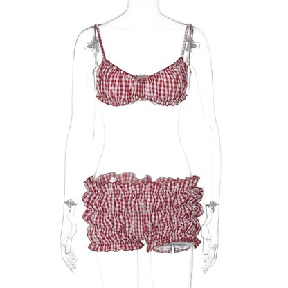 Ruched Stripe Beachwear Two-Piece