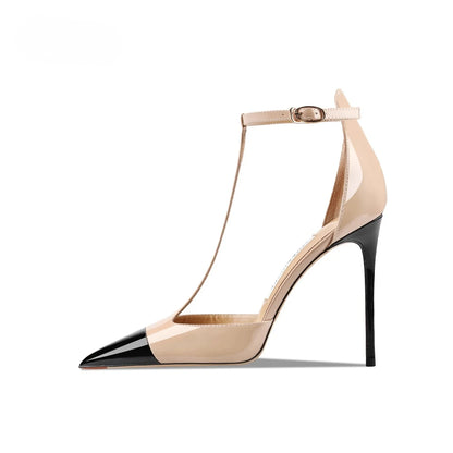 Pointed Toe T-Ankle Strap Pumps Shoes