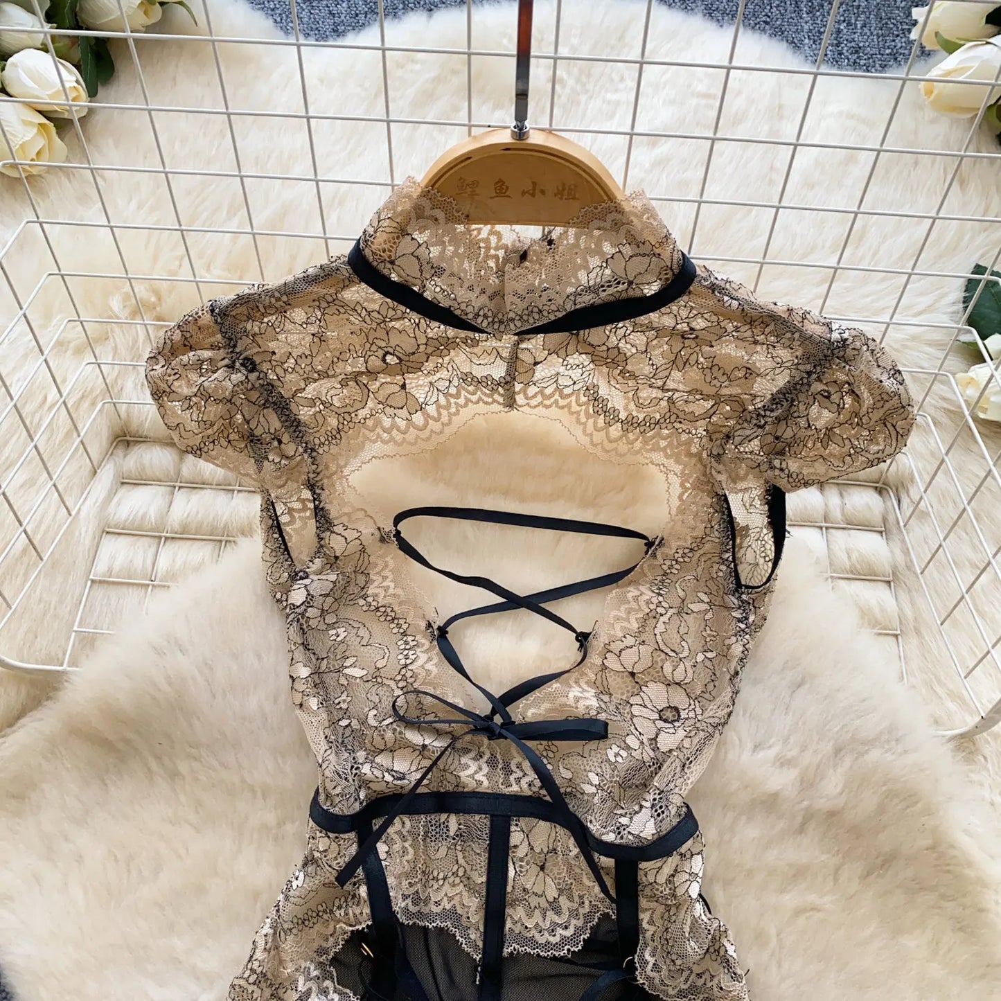Floral Embroidery Hollow-Out Teddies