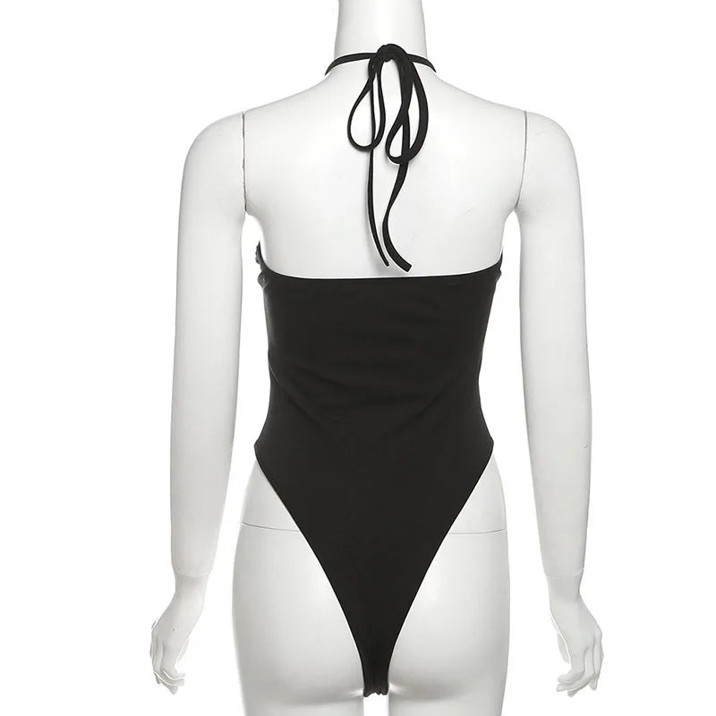 Hollow Out Halter Neck Bodysuit