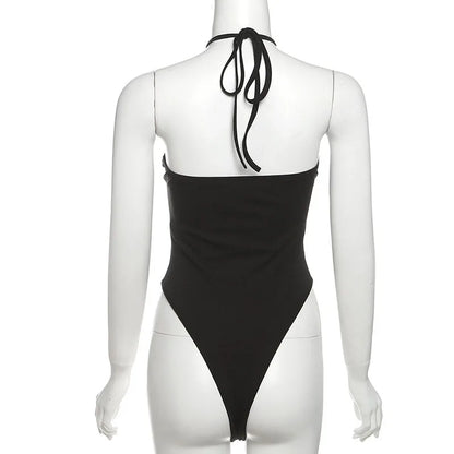 Hollow Out Halter Neck Bodysuit