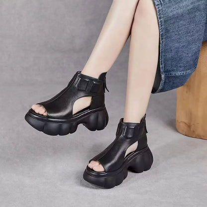 High Top Peep Toe Wedges Sandals