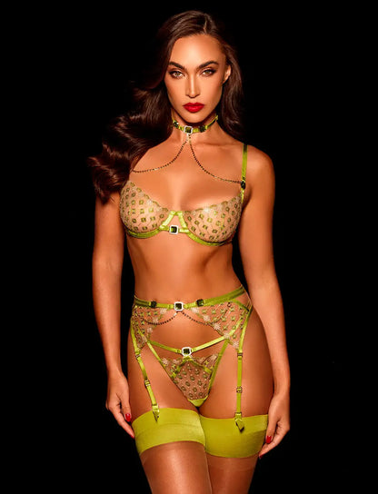 Sheer Green Embroidery Lingerie