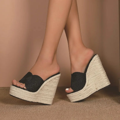 Digital Petals Wedges Sandals