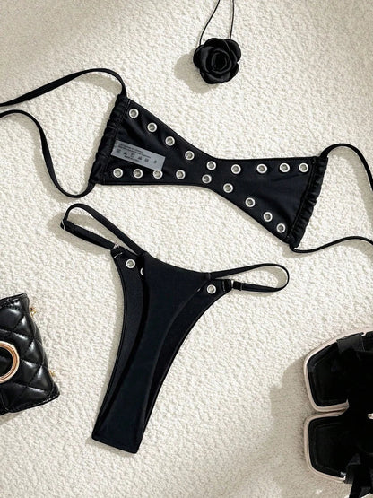 Metal Rings Mini Thong Bikini