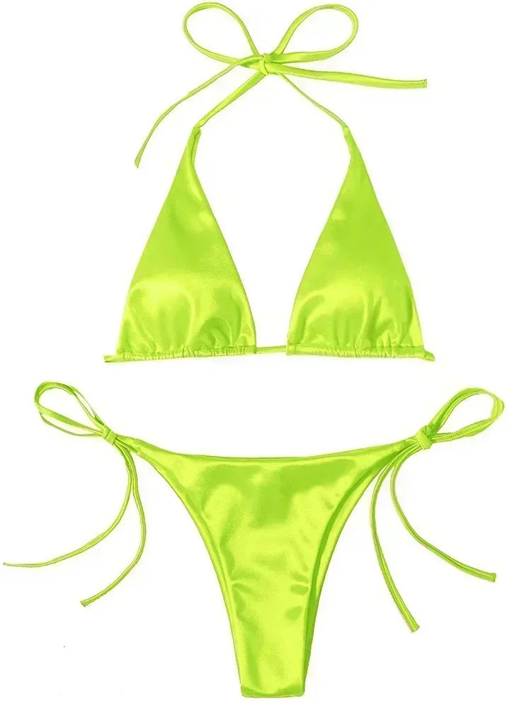 Metallic Satin Two-Pieces Bikini