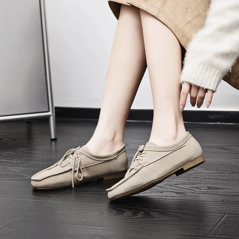 Suede Square Toe Tassels Loafers