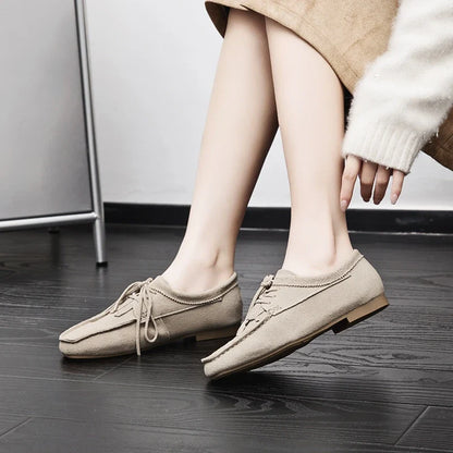Suede Square Toe Tassels Loafers