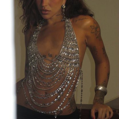 Festival Silver Rhinestone Body Jewelry