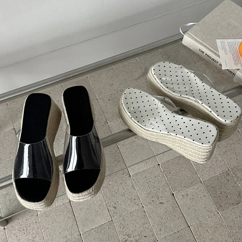 Transparent Polka Dot Wedges Sandals