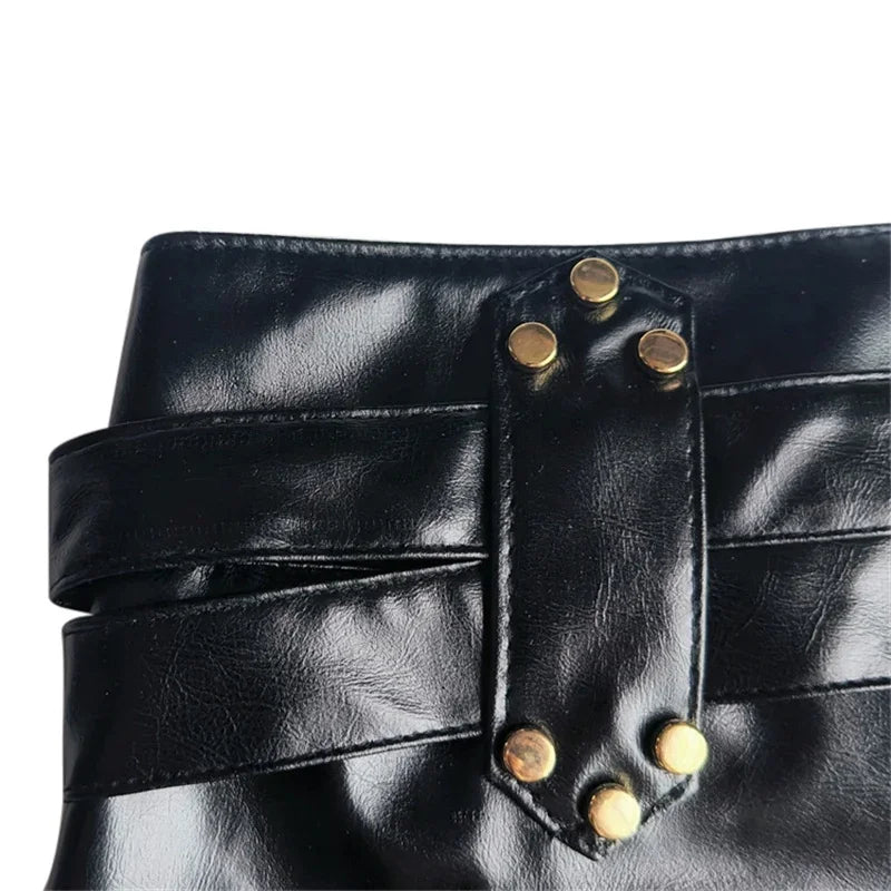 Zipper Detail Leather-Look Shorts