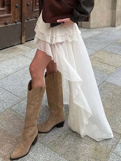 Elegant Thin Pleated Floor-Length Skirt