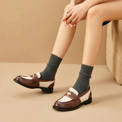 Vintage Brown Leather Slip-On Loafers