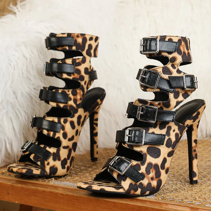 Multi-Buckle Gladiator Heel Sandals