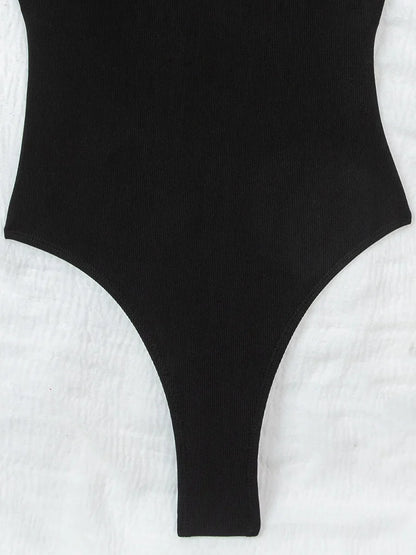 Ribbed Cross Backless One Piece