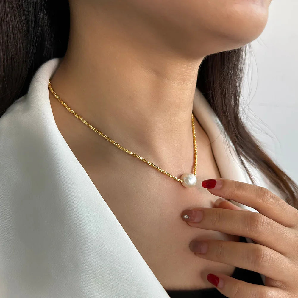 Still Falling Up Pearl Necklace Set