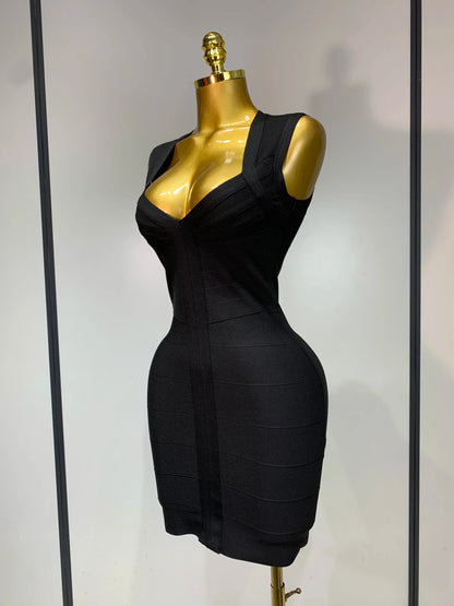 Deep V-neck Bodycon Mini Dress