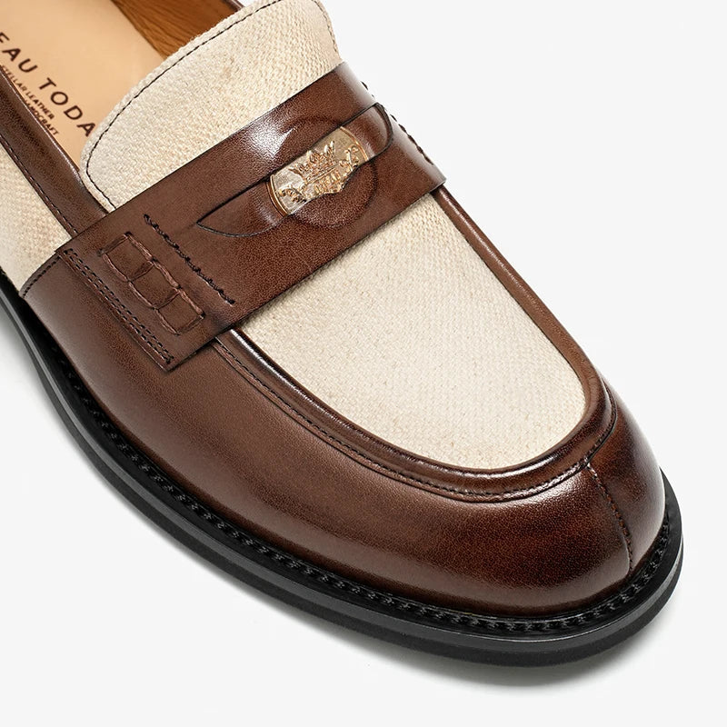Vintage Brown Leather Slip-On Loafers