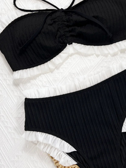 Frilled Ruffle Wrinkled Bandeau Bikini