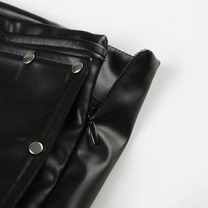 Sexy Rivet Buckle Belt Leather Shorts