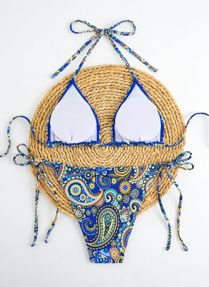 Metal Accent Halter Bikini