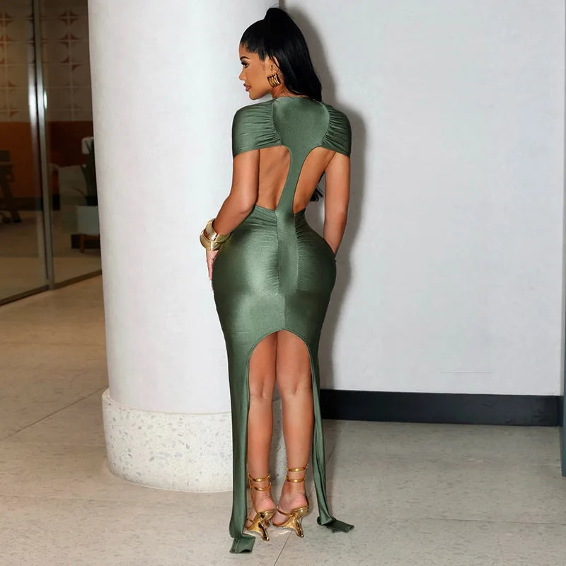 Sexy Hollow Out Ruched Mini Dress