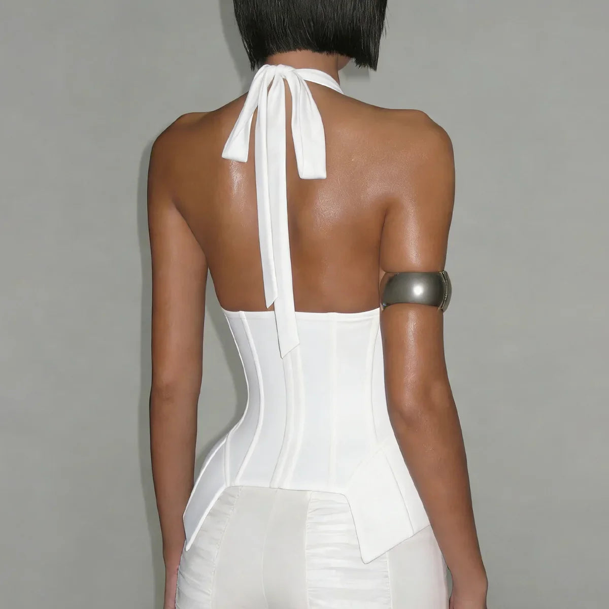 V-Neck Lace-Up Corset Top