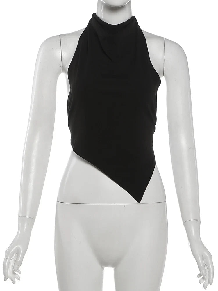 Backless Halter Crop Tank Top