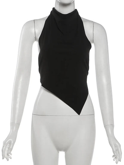Backless Halter Crop Tank Top