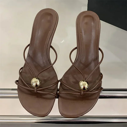 Metal Decoration Thin Heels Sandals
