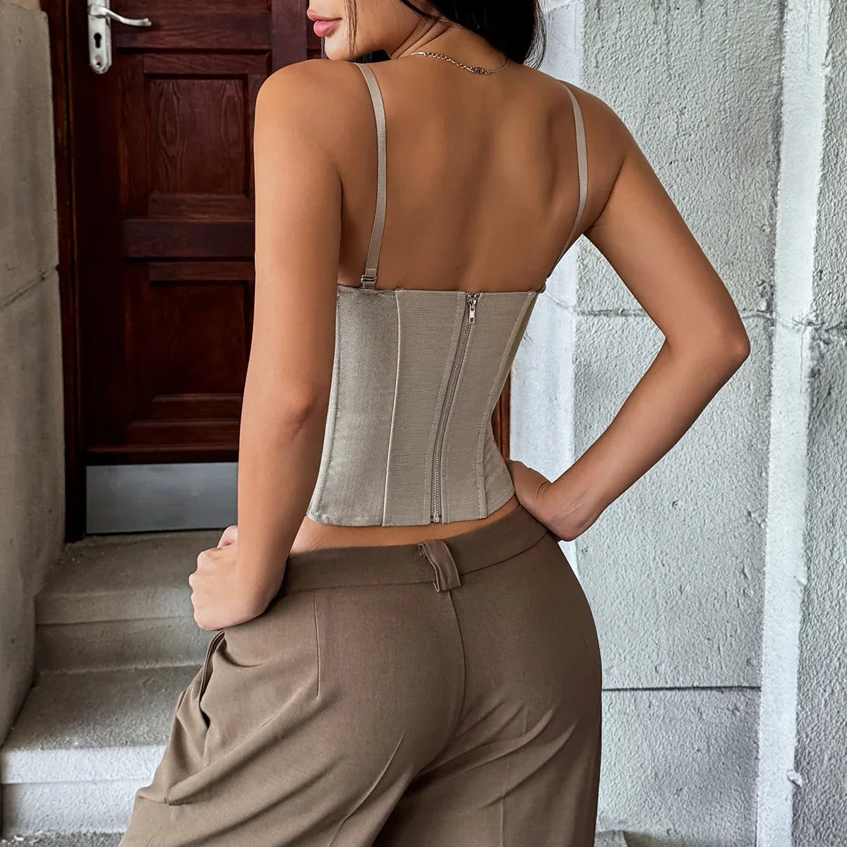 Fashion Retro Splicing Bustier