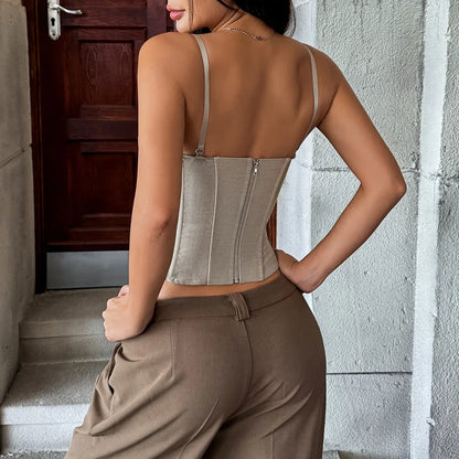 Fashion Retro Splicing Bustier
