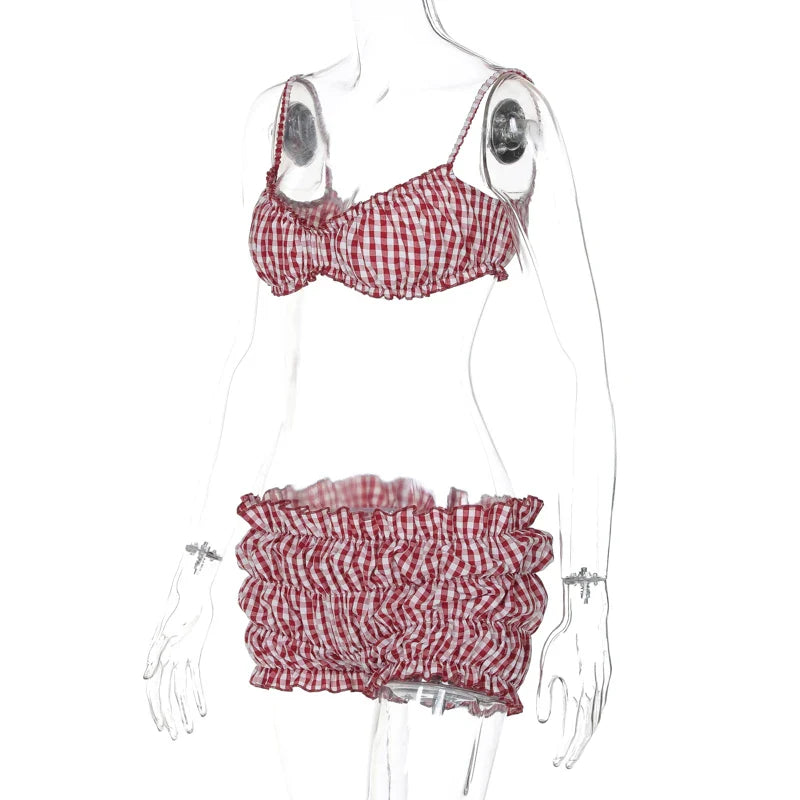 Ruched Stripe Beachwear Two-Piece