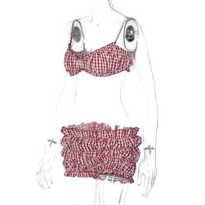 Ruched Stripe Beachwear Two-Piece
