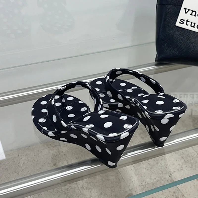 Polka Dot Wedges Heels Sandals