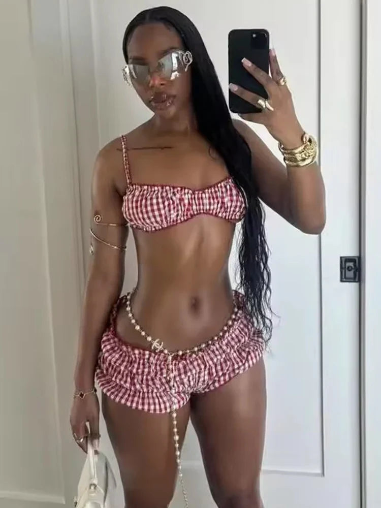 Ruched Stripe Beachwear Two-Piece