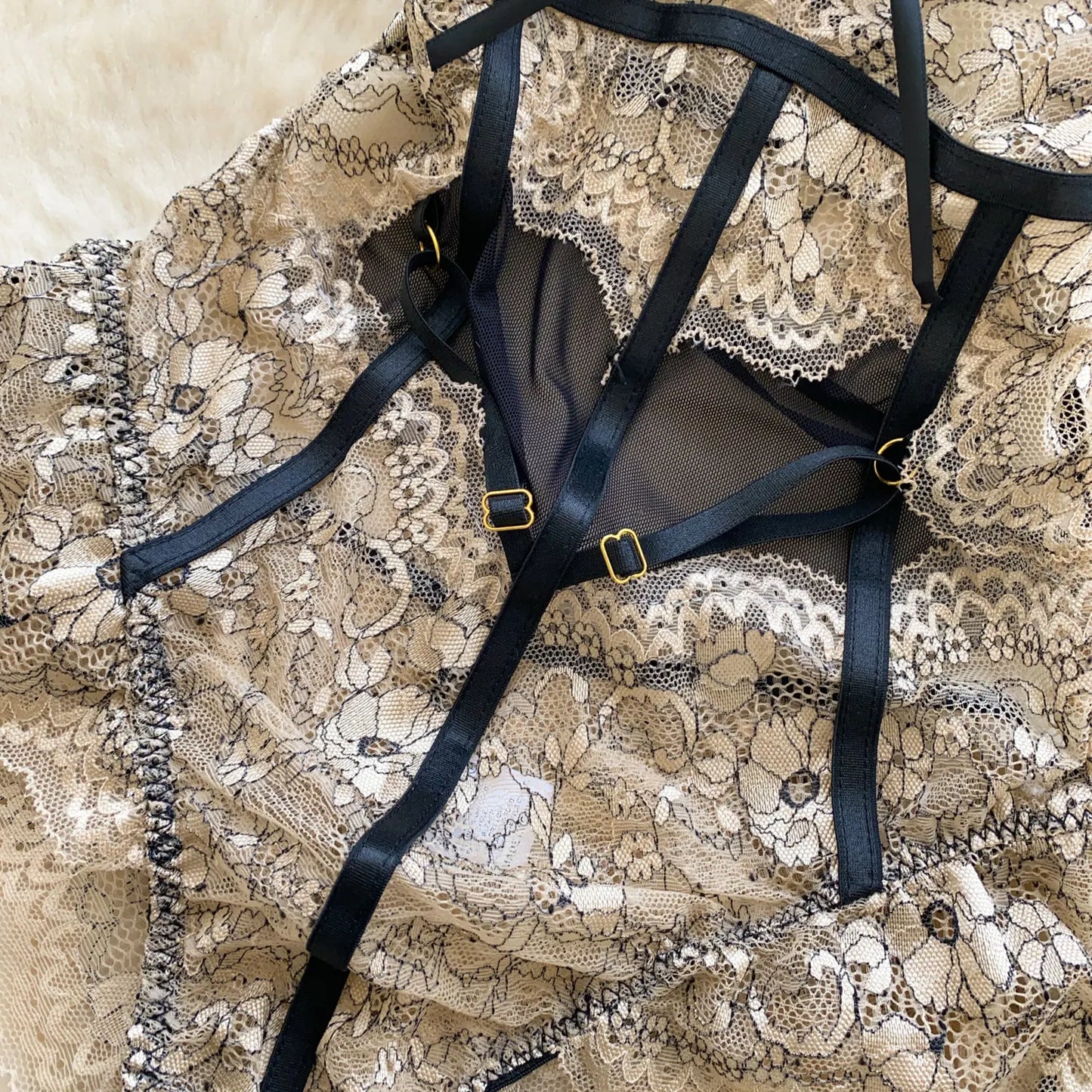 Floral Embroidery Hollow-Out Teddies