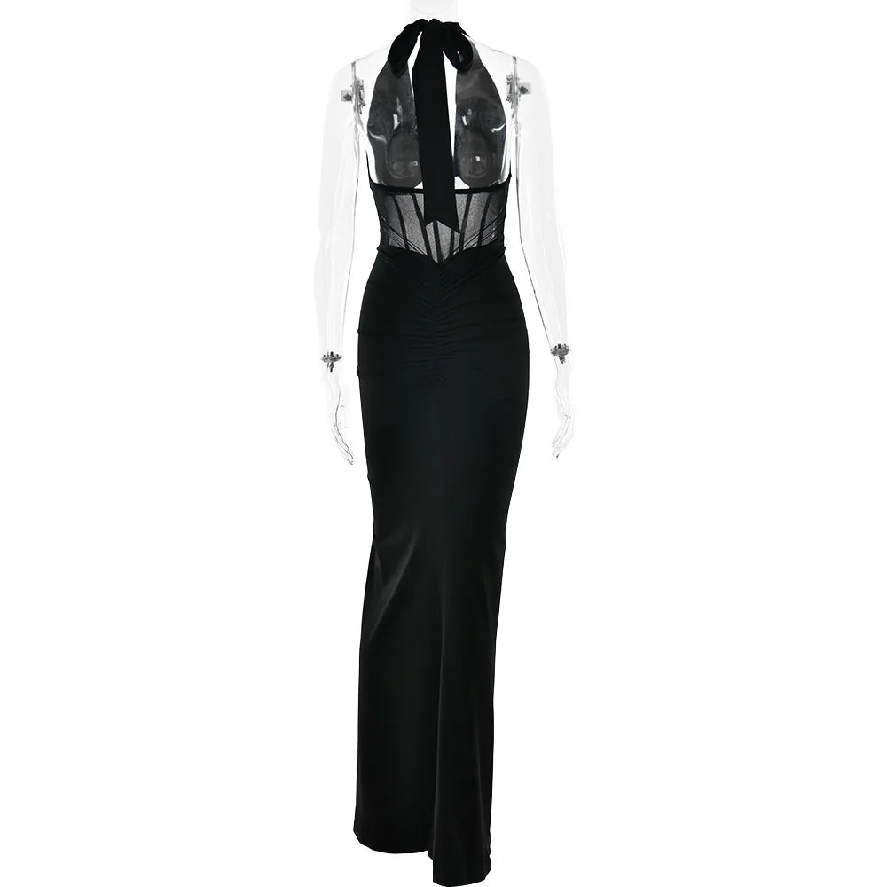 Elegant Backless Curvy Maxi Dress