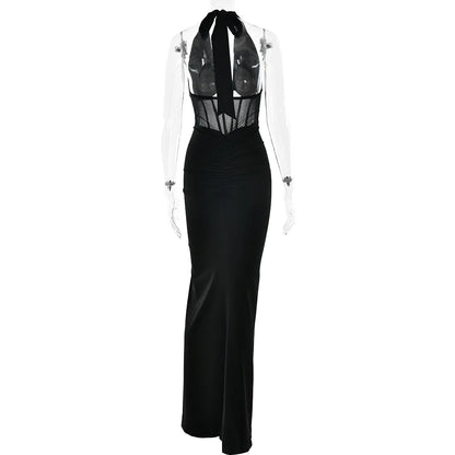 Elegant Backless Curvy Maxi Dress