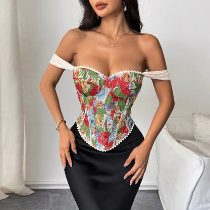 Floral Print Bandage Corset Top