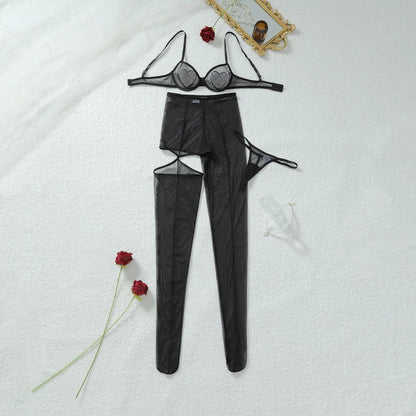 Heart Rhinestone Cut-Out Legging Lingerie