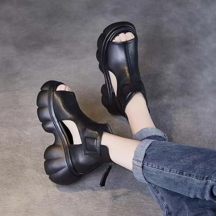 High Top Peep Toe Wedges Sandals