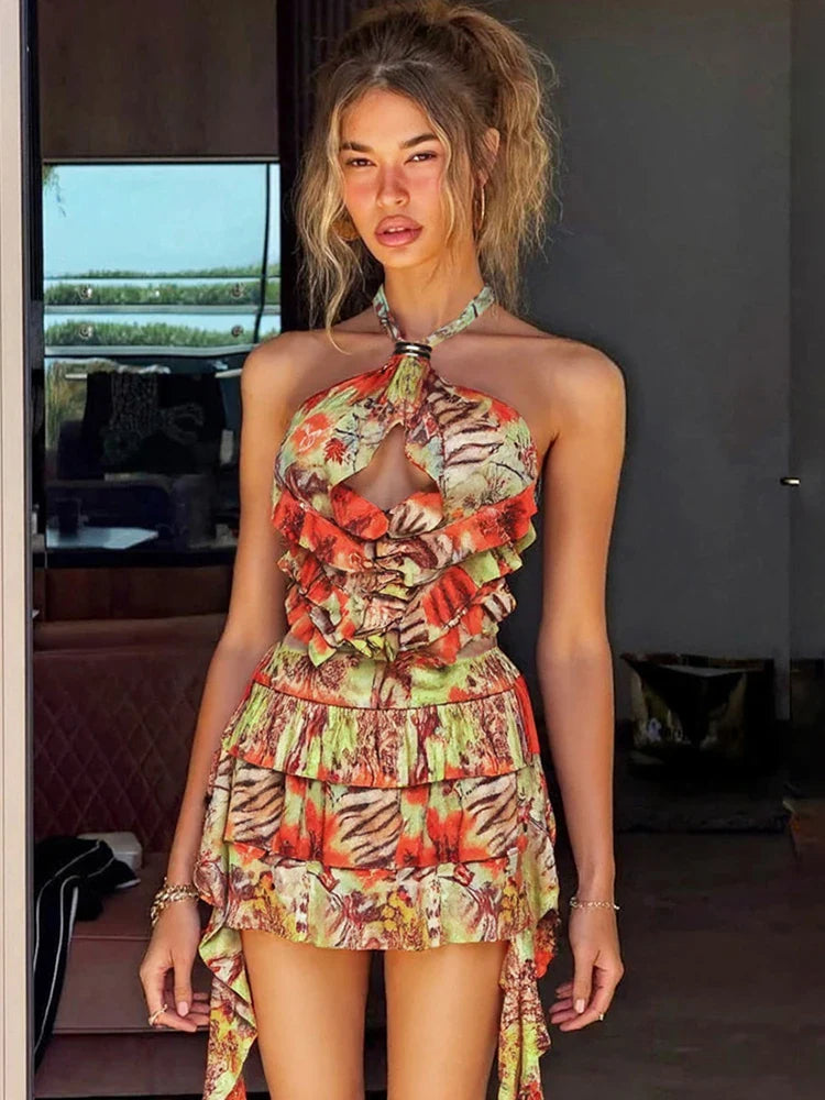 Golden Ember Mini Dress