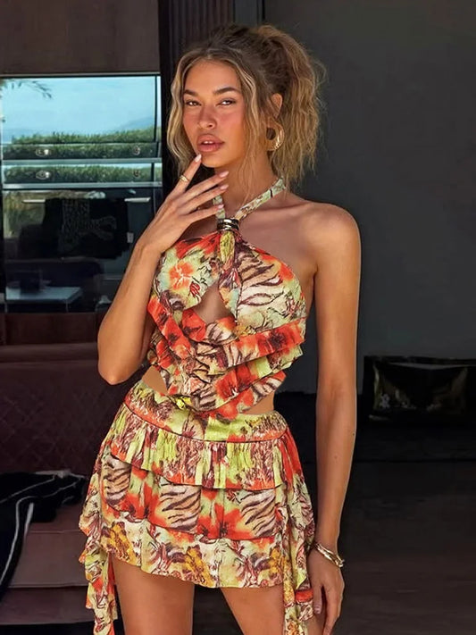 Golden Ember Mini Dress